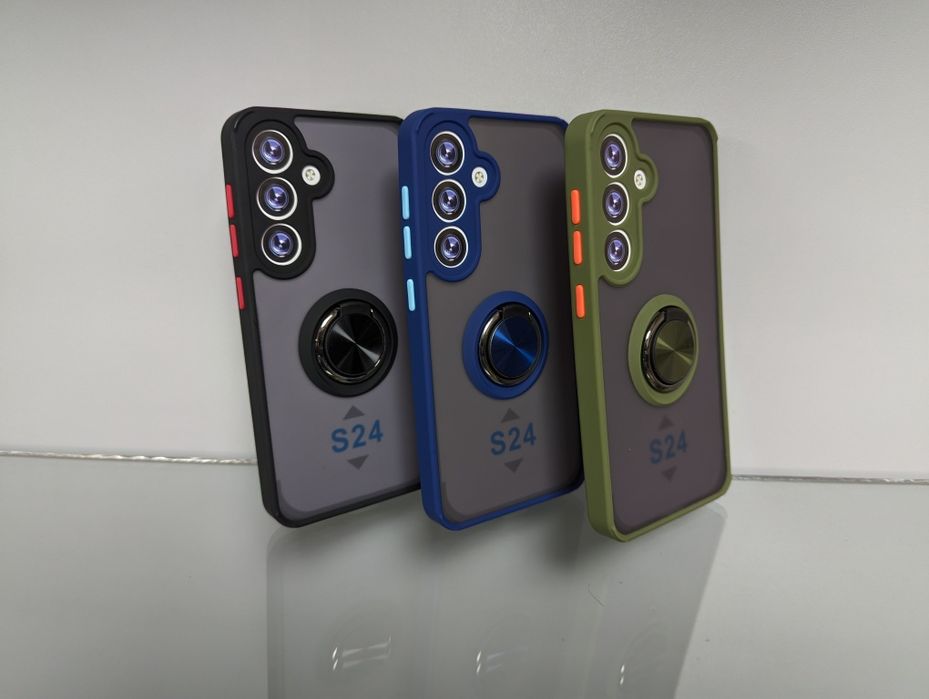 Samsung Galaxy S24 противоударный чехол с кольцом матовый чохол