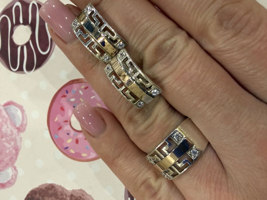 Гарнітур срібний з золотими пластинами НОВИЙ!Р 18