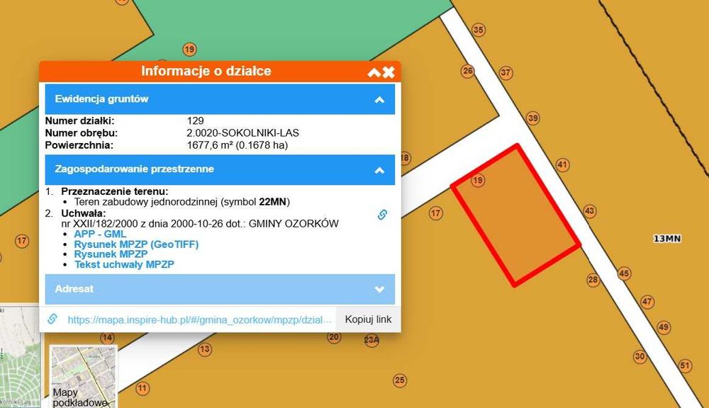 Działka budowlana 1,677 m2 - Sokolniki Las
