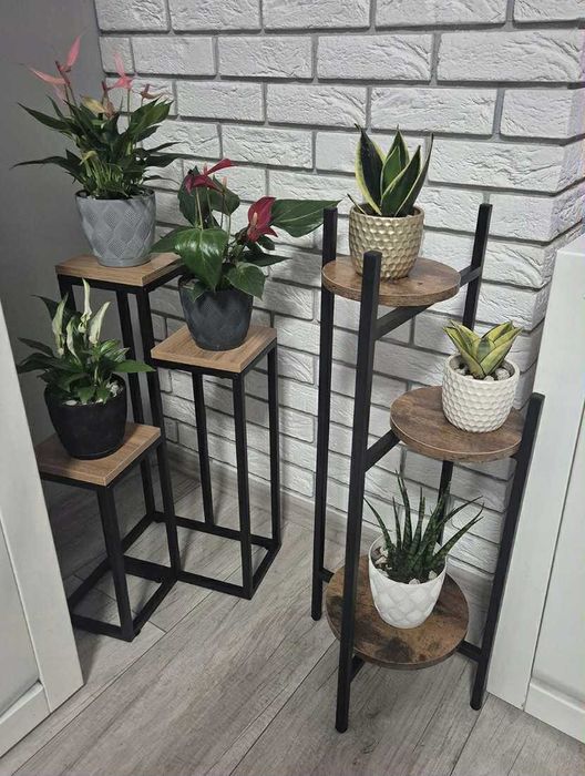 Kwietnik loftowy 3-poziomowy metalowy stojak na kwiaty rośliny