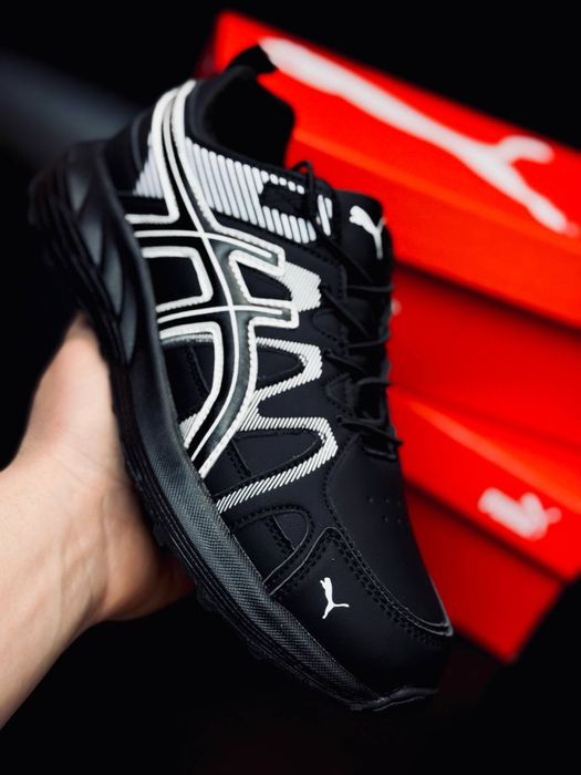 Мужские кроссовки пума черные стильные красовки puma black