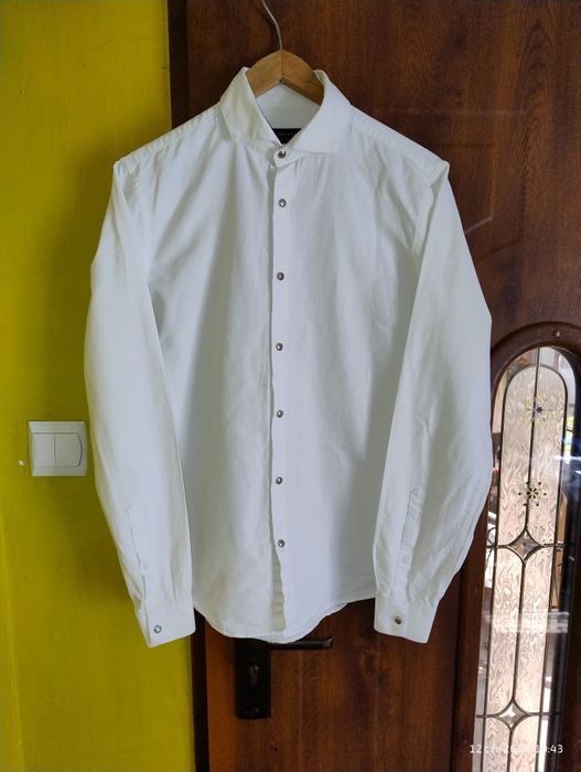 Zara Man S biała elegancka koszula męska wizytowa 100% bawełna slim fit
