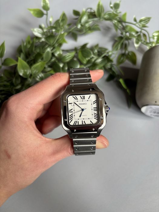 Годинник Seiko Mod Santos на браслеті, або ремінці | NH35 | Сапфір | 38mm.
