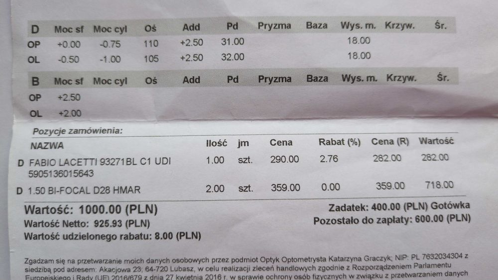 Nowe oryginalne okulary Fabio Lacetti oprawki + etui + szkła