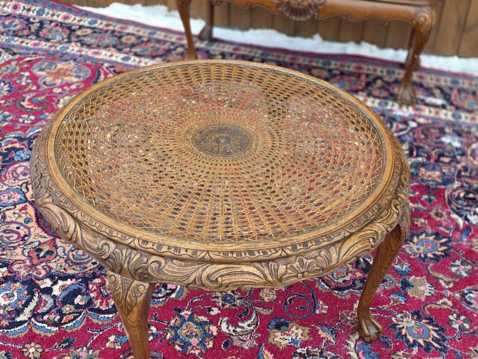 Ława Chippendale z rattanem i szybą #2430 Stylowy Węgrów