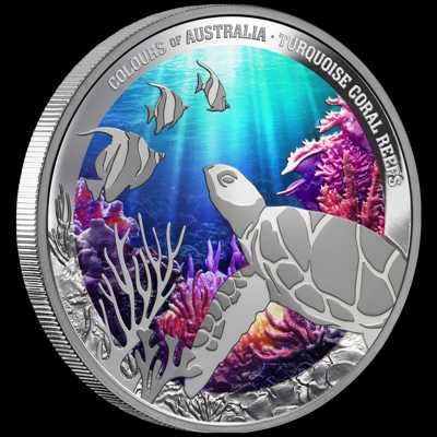Серебряная монета 1 унция- Бирюзовые коралловые рифы — 2025 год