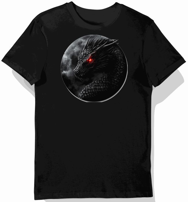 Koszulka męska czarna z nadrukiem smoczych oczu XXL