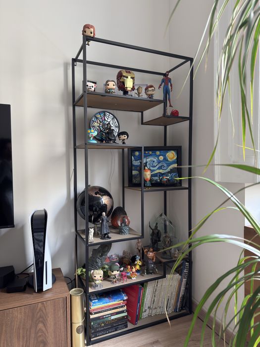 Estante metálica com 8 prateleiras cor carvalho