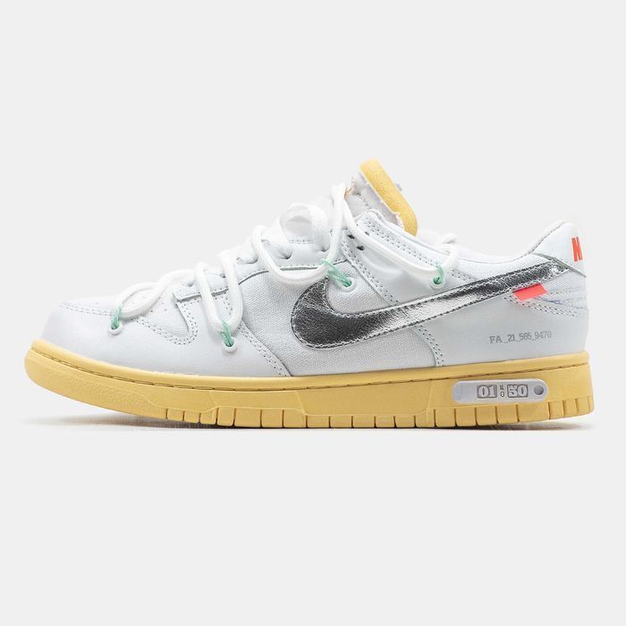 Кросівки Nike SB Dunk Low x OFF-White Silver Swoosh premium | Кроссовки Найк жіночі