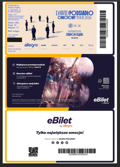 Bilet Obrotowy Tour Podsiadło Chorzów 07.06.2026