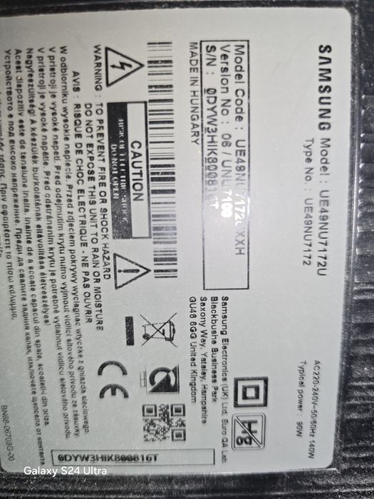 Sprzedam uszkodzony Samsung UE49NU7172UXXH zbity