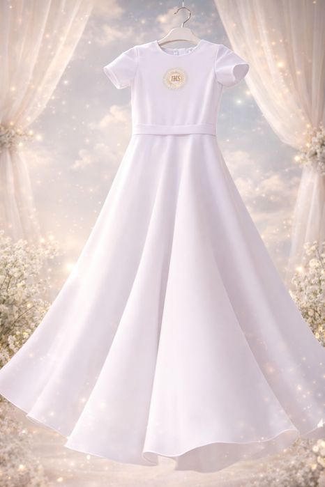 Sukienka komunijna z futrzanym bolerkiem