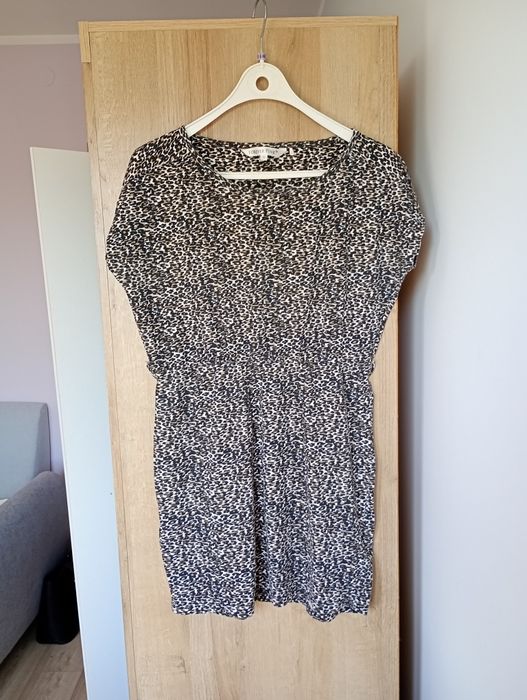 Sukienka w panterkę panterę na lato krótka brązowa butik m 38 modna