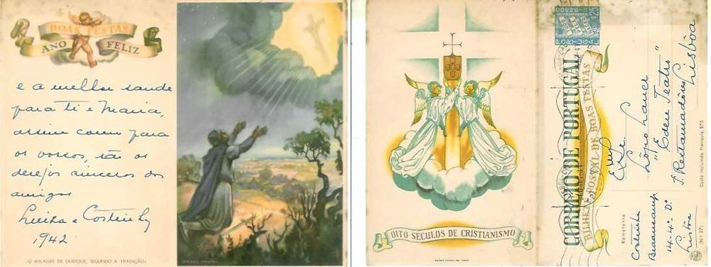 POSTAL NATAL - artista teatro - cinema COSTINHA  - filatelia - selos