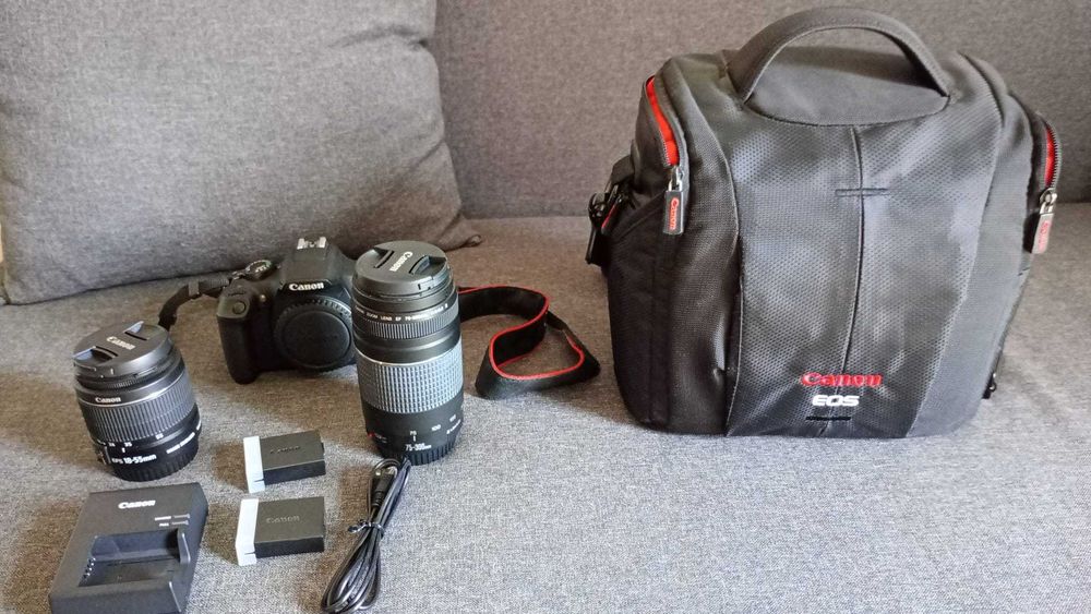 Canon T6 com 2 baterias, carregador e 2 lentes - Kit completo