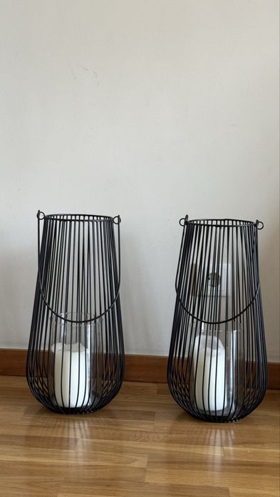 Conjunto de 2 lanternas decorativas pretas