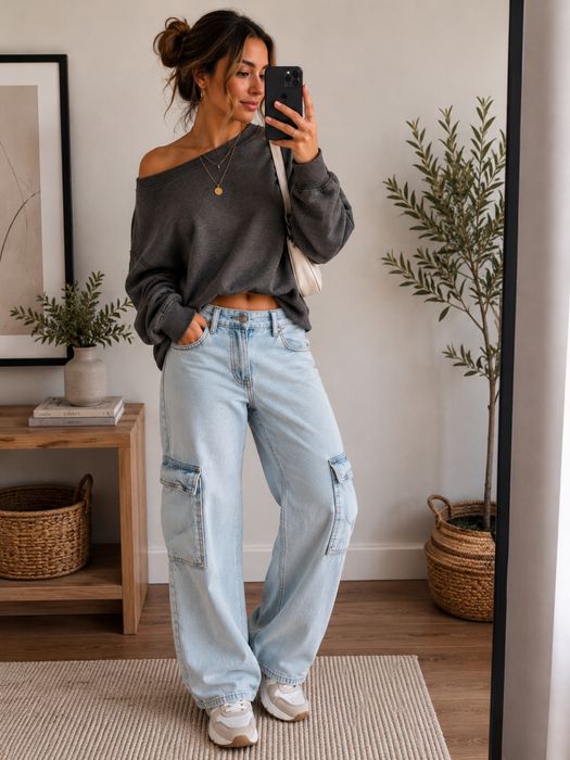 New look szerokie jeansy z kieszeniami