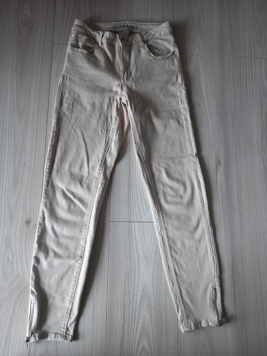 Spodnie damskie jeansy beżowe używane Jean Paul, rozmiar 38