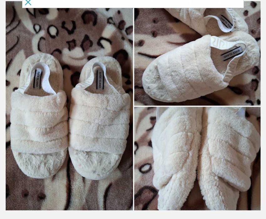Kapcie 37 wkładka 24cm River Island futerko,guma