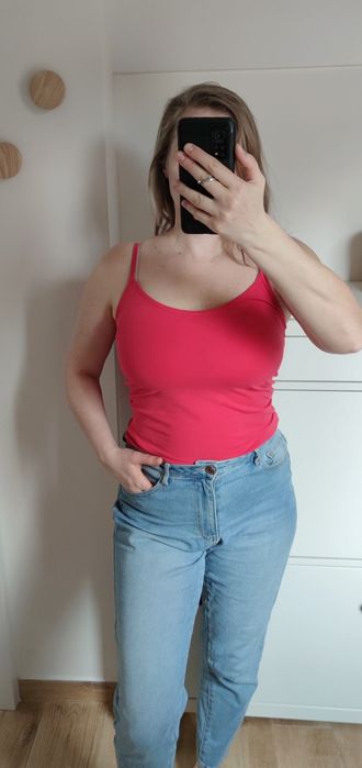 Basic top bluzka długa L/40/12 różowy regulowane ramiączka Vero Moda