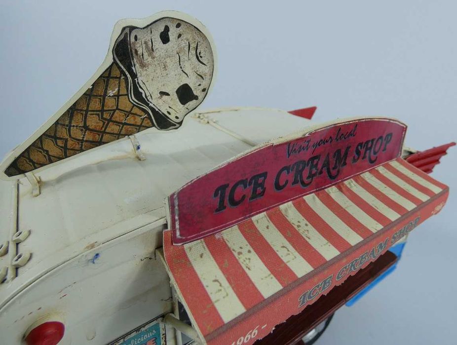 Metalowa retro przyczepa sklep przyczepka ICE CREAM SHOP 31cm