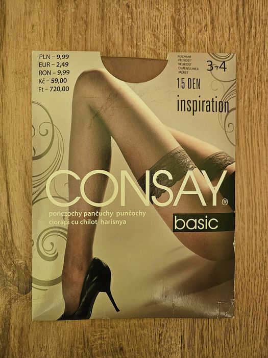 Pończochy samonośne Consay Basic 3/4 - L - beż