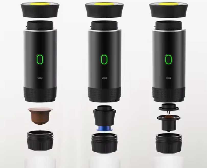 Máquina de café portátil, bateria, cápsulas