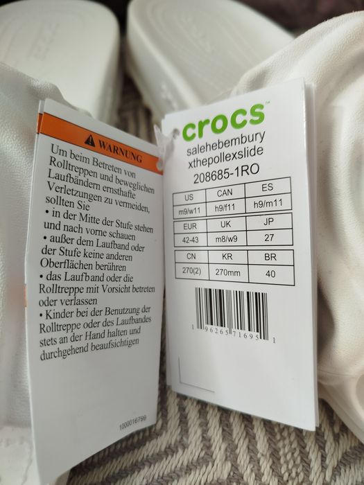 Klapki Crocs, rozm. 42/43, białe, nowe
