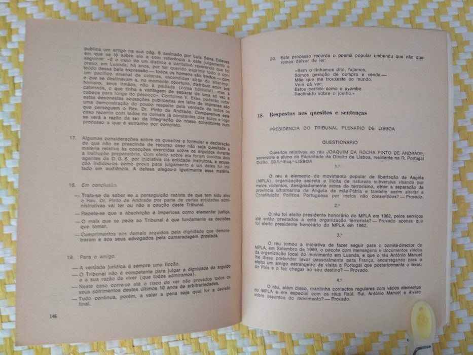 Em defesa de Joaquim Pinto de Andrade
Tribunal Plenário de Lisboa