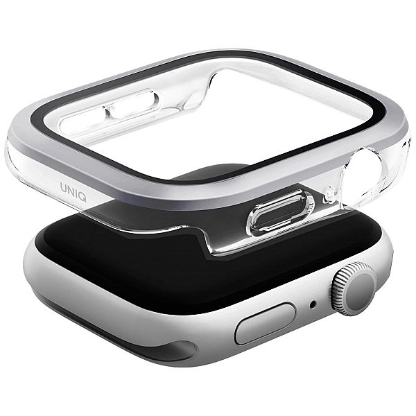 Etui ze szkłem hartowanym UNIQ Voute na Apple Watch 10/46 mm - srebrne