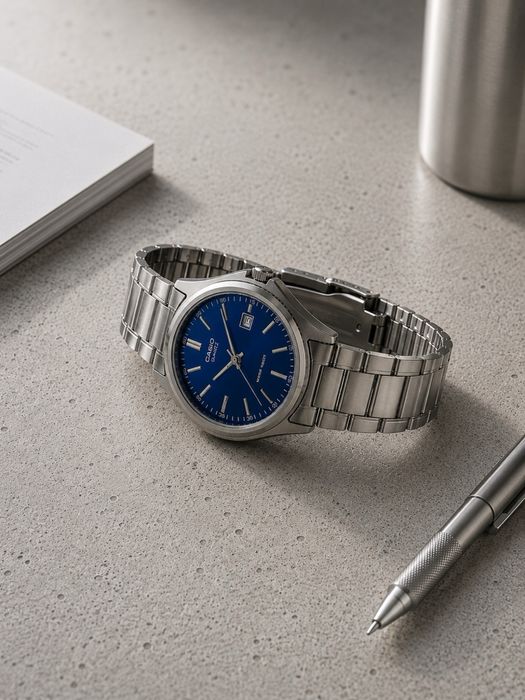 Чоловічий годинник Casio MTP-1183A-2A Original | Синій циферблат | Сталевий браслет