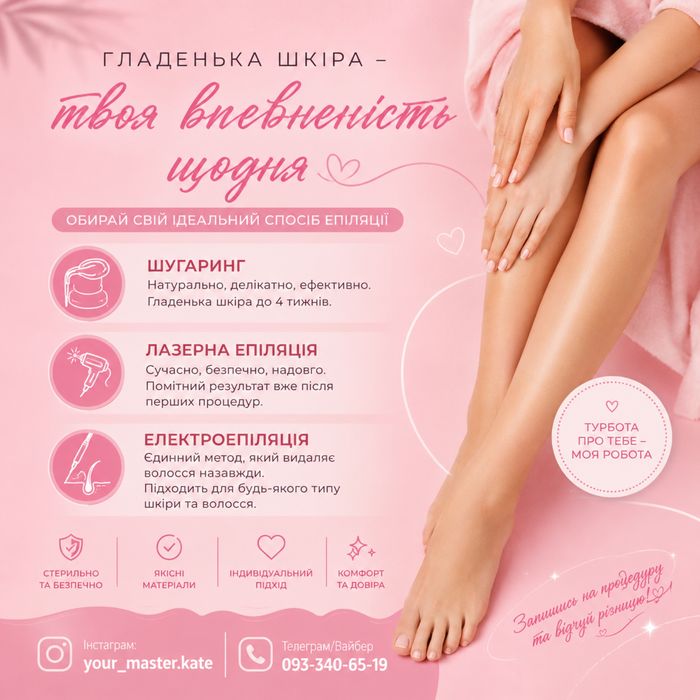 Лазерна епіляція Електроепіляція Депіляція Шугаринг