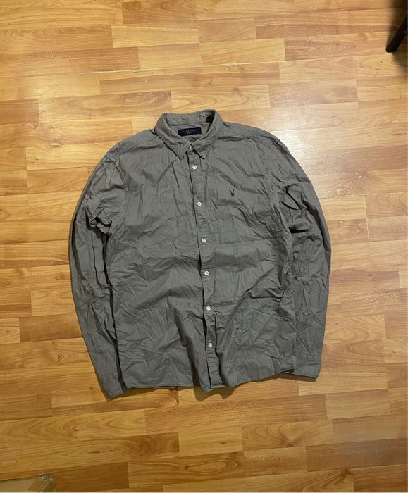 (М) ALLSAINTS рубашка серая сорочка сіра хлопковая хлопок