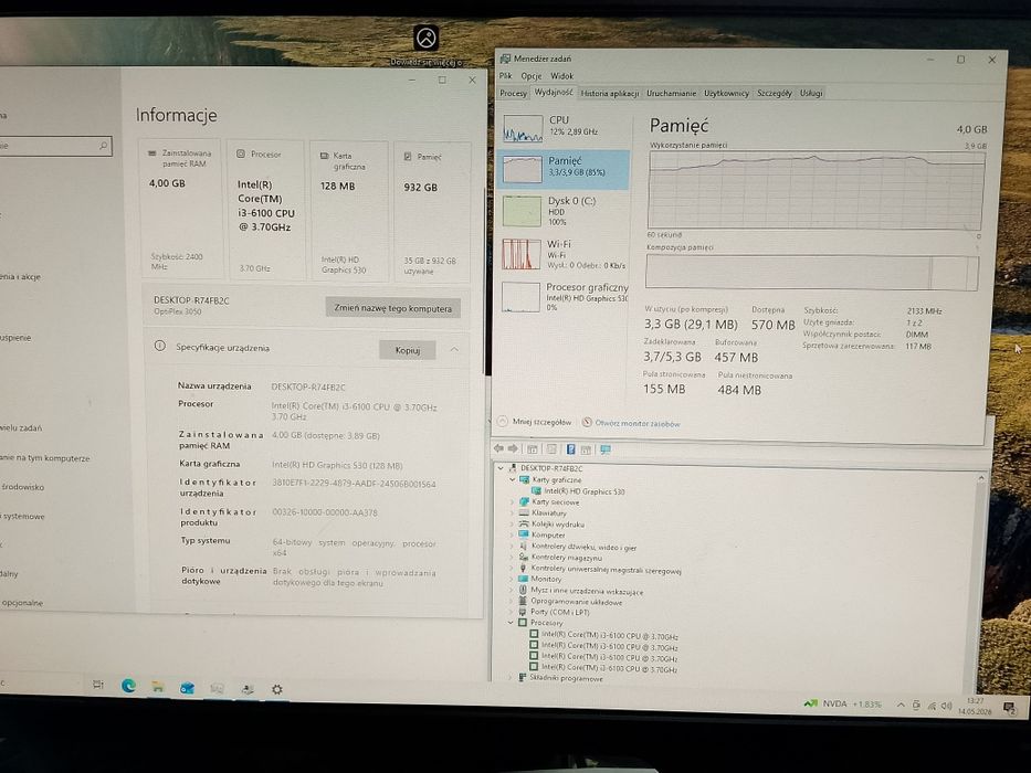 DELL OPTIPLEX 3050 SFF i3-6100 - DDR4