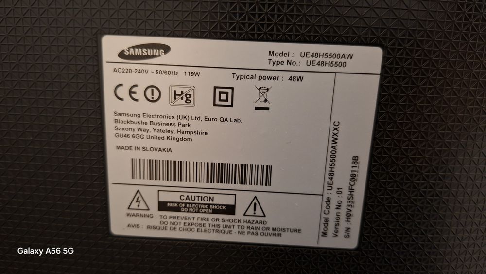 TV SAMSUNG Model: UE48H5500AW (ler descrição)