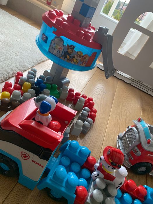 Klocki duże mega bloks ionix Psi Patrol baza patrolowiec marshall