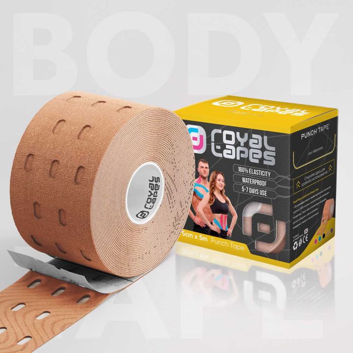 Перфорований тейп Punch для тіла Royal Tapes «Бежевий» 5см х 5м
