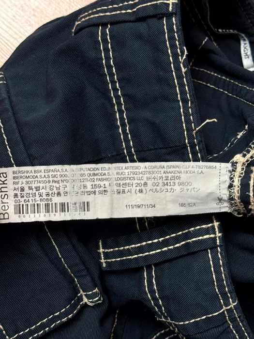 Proste spodnie szerokie cargo bojówki bawełniane cargo Bershka 34 XS