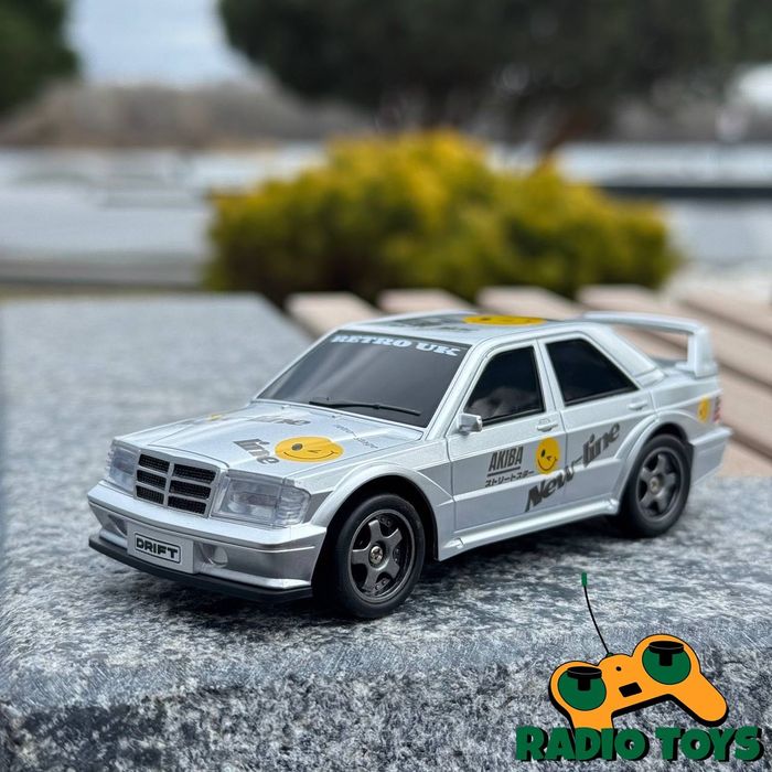 Дрифт машинка Mercedes W201 Mini Drift Сіра на радіокеруванні 1:43