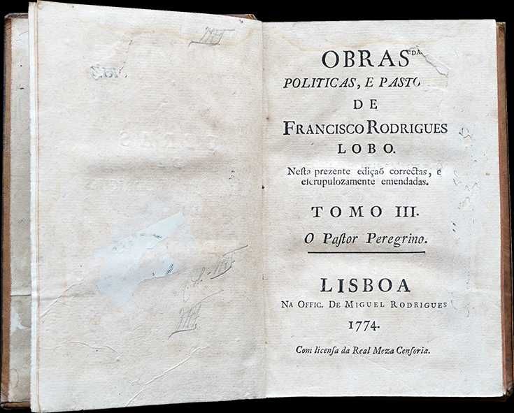 Livro Antigo 1774 - Obras de Francisco Rodrigues Lobo (3 Volumes)