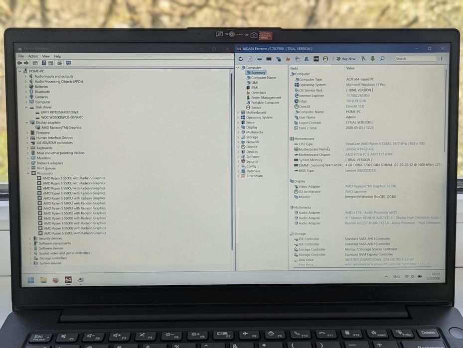 Lenovo V14! Ryzen 5 5500 / 8DDR4 / NVME+HDD / 6H Batt