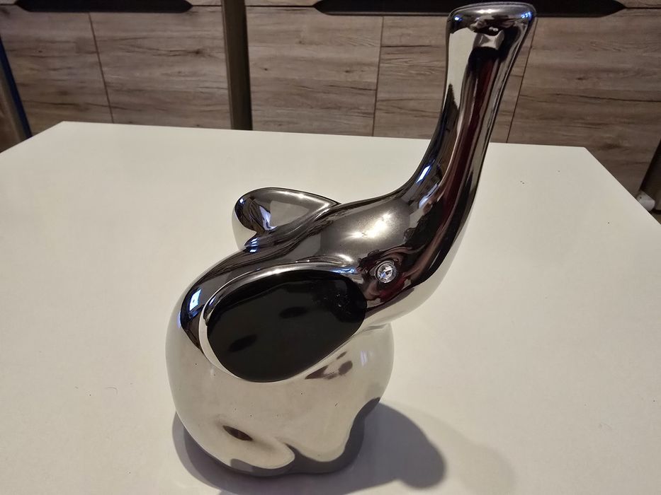 Porcelanowy słoń chromowano-czarny dekoracja
