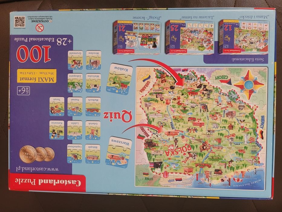 Gra planszowa plus puzzle mapa nauka