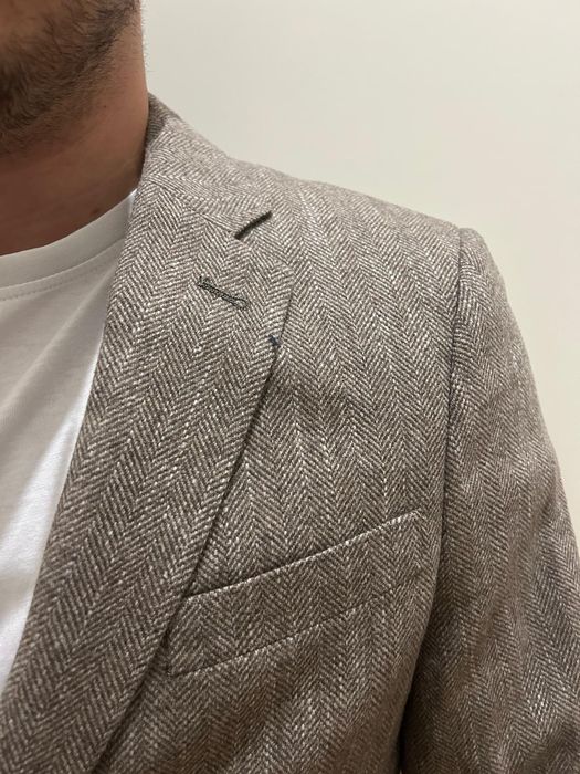 Blazer Castanho Padrão Espinha Decenio