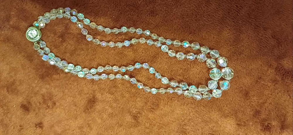 Stara piękna kolia, fasetowane korale Jablonex PRL lata 70   vintage