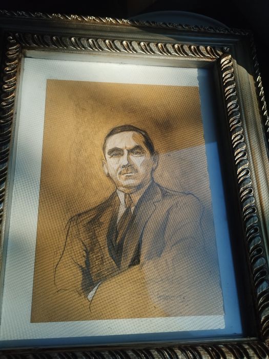 Roman Dmowski portret  w ramie ORYGINALNY