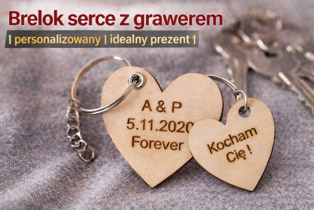 Brelok serce z grawerem | imię + data | prezent dla niej / niego