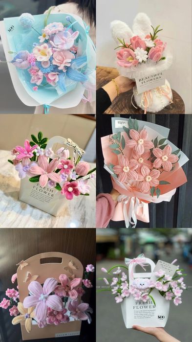 Букети квіти ручної роботи з синельного дроту