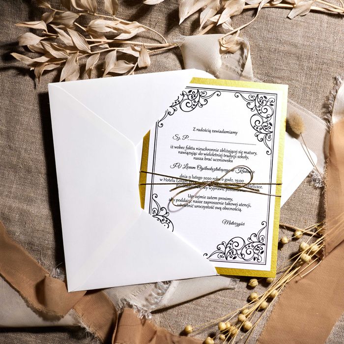 Zaproszenia na studniówkę ANTYCZNE ZŁOTO