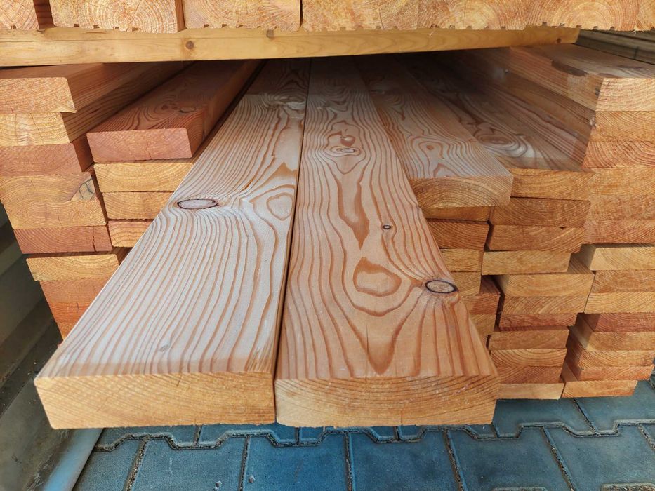 PROMOCJA! Deska tarasowa modrzew ryfel lub gładka 27/45 x 145